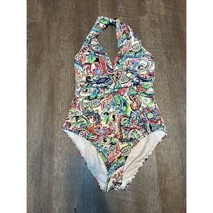 Lauren Ralph Lauren Swimsuit Womens One Piece Paisley‎ Halter Multicolor 6